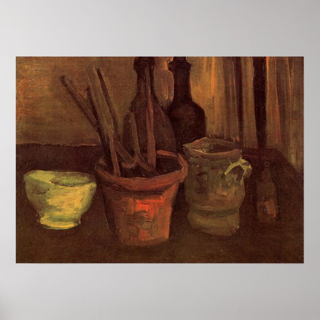 Still Life Pinsel in Pot von Vincent van Gogh Poster (Vorne)
