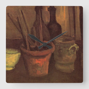 Still Life Pinsel in Pot von Vincent van Gogh Quadratische Wanduhr