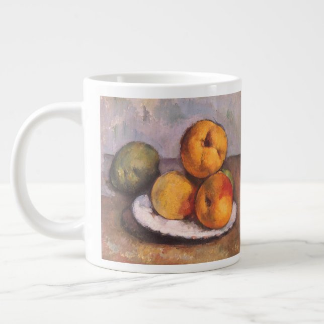Still Life Quince, Äpfel, Birnen von Paul Cezanne Jumbo-Tasse (Links)