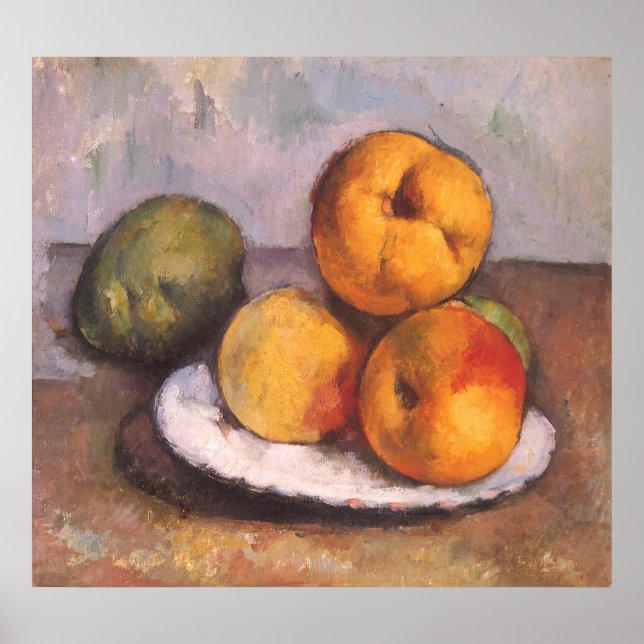 Still Life Quince, Äpfel, Birnen von Paul Cezanne Poster (Vorne)
