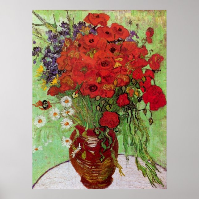 Still Life Red Poppies and Daisies by van Gogh Poster (Vorne)
