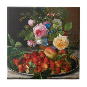Still Life Rose und Erdbeeren von Otto Ottesen Fliese