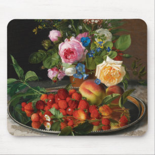 Still Life Rose und Erdbeeren von Otto Ottesen Mousepad