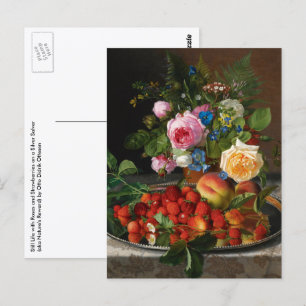Still Life Rose und Erdbeeren von Otto Ottesen Postkarte