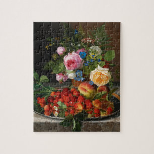 Still Life Roses and Strawberries by Otto Ottesen Puzzle