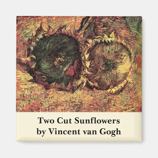 Still Life Two Cut Sonnenblumen von Vincent van Go Magnet (Vorne)