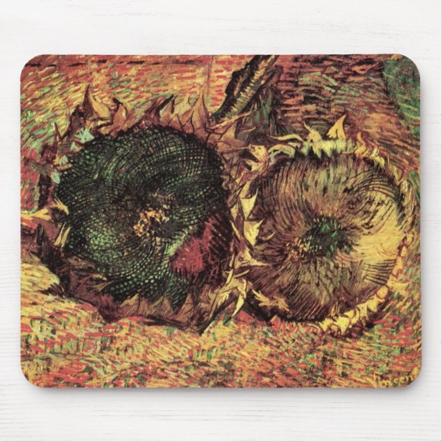Still Life Two Cut Sonnenblumen von Vincent van Go Mousepad (Vorne)