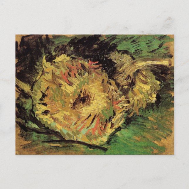 Still Life Two Cut Sonnenblumen von Vincent van Go Postkarte (Vorderseite)