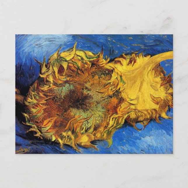 Still Life Two Cut Sonnenblumen von Vincent van Go Postkarte (Vorderseite)