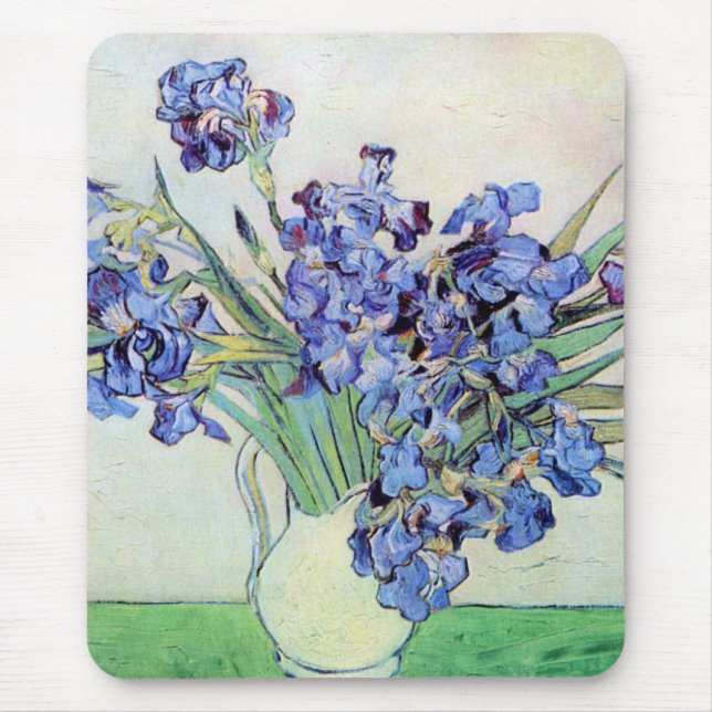 Still Life Vase mit Irisch von Vincent van Gogh Mousepad (Vorne)