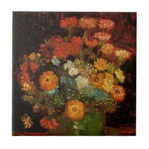 Still Life Vase mit Zinnias von Vincent van Gogh Fliese