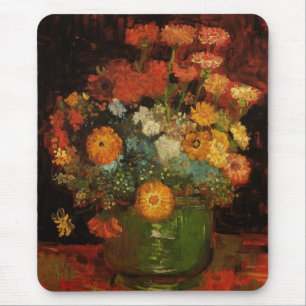 Still Life Vase mit Zinnias von Vincent van Gogh Mousepad