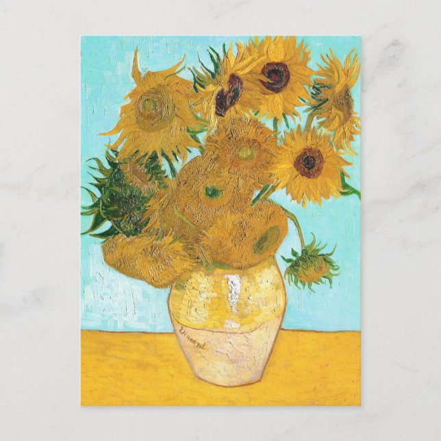 Still Life - Vase mit zwölf Sonnenblumen van Gogh Postkarte (Vorderseite)