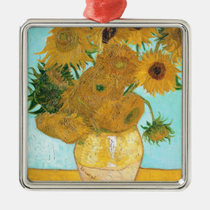 Still Life - Vase mit zwölf Sonnenblumen van Gogh Silbernes Ornament