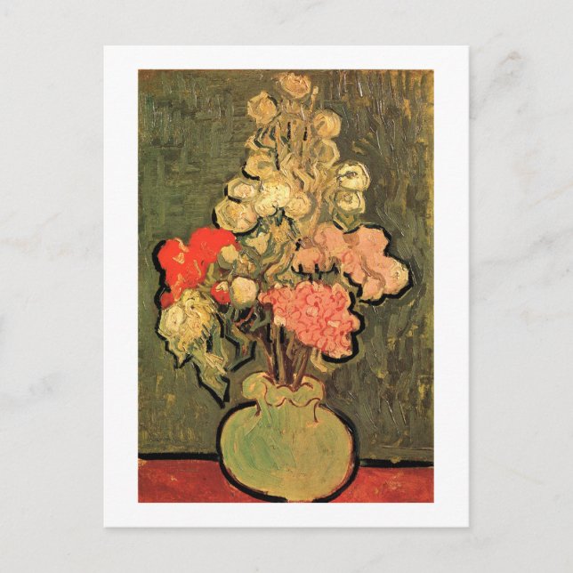 Still Life Vase Rose-Mallows Van Gogh Fine Art Postkarte (Vorderseite)