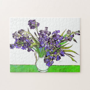 Still Life Vase Violet Irises Van Gogh Fine Art Puzzle
