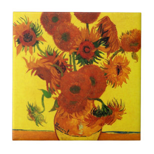Still Life Vase w 15 Sonnenblumen Vincent van Gogh Fliese