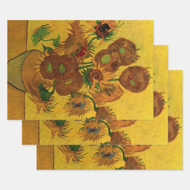 Still Life Vase w 15 Sonnenblumen Vincent van Gogh Geschenkpapier Set (Set)
