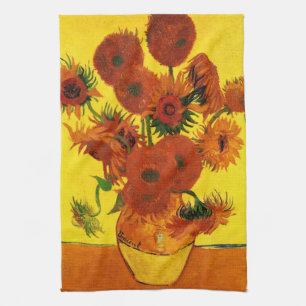 Still Life Vase w 15 Sonnenblumen Vincent van Gogh Geschirrtuch