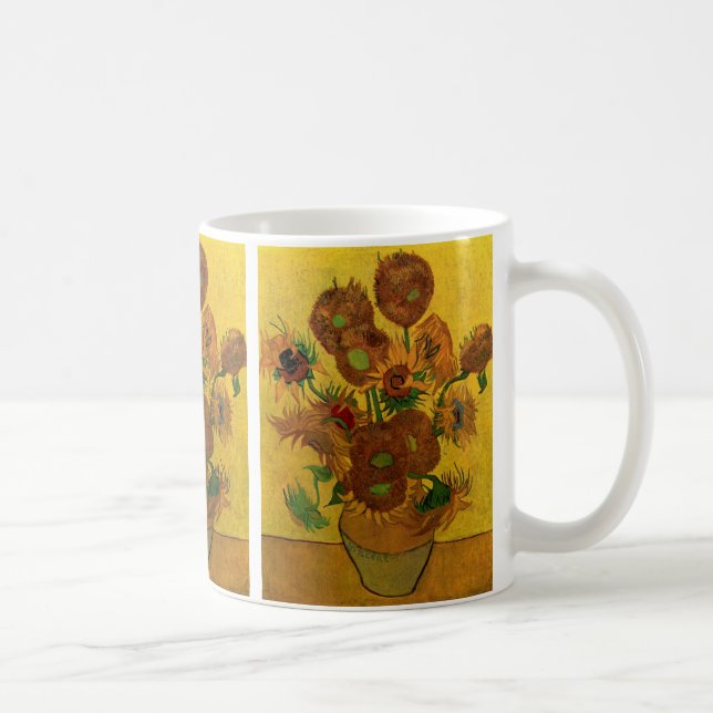 Still Life Vase w 15 Sonnenblumen Vincent van Gogh Kaffeetasse (Rechts)