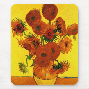 Still Life Vase w 15 Sonnenblumen Vincent van Gogh Mousepad