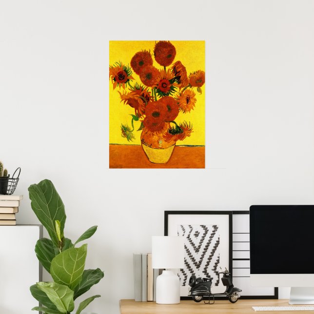 Still Life Vase w 15 Sonnenblumen Vincent van Gogh Poster (Heimbüro)