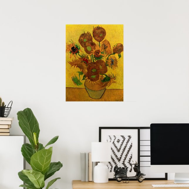 Still Life Vase w 15 Sonnenblumen Vincent van Gogh Poster (Heimbüro)