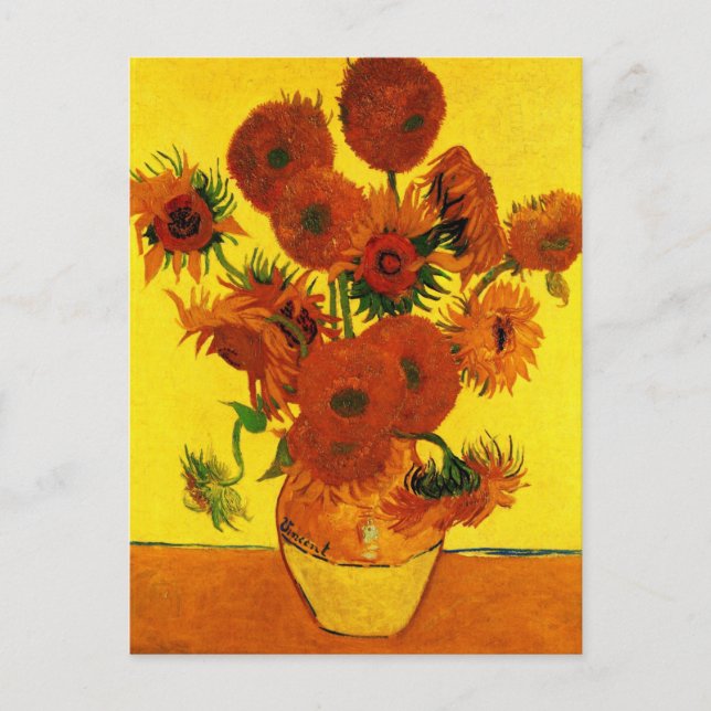 Still Life Vase w 15 Sonnenblumen Vincent van Gogh Postkarte (Vorderseite)