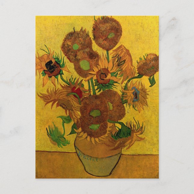 Still Life Vase w 15 Sonnenblumen Vincent van Gogh Postkarte (Vorderseite)