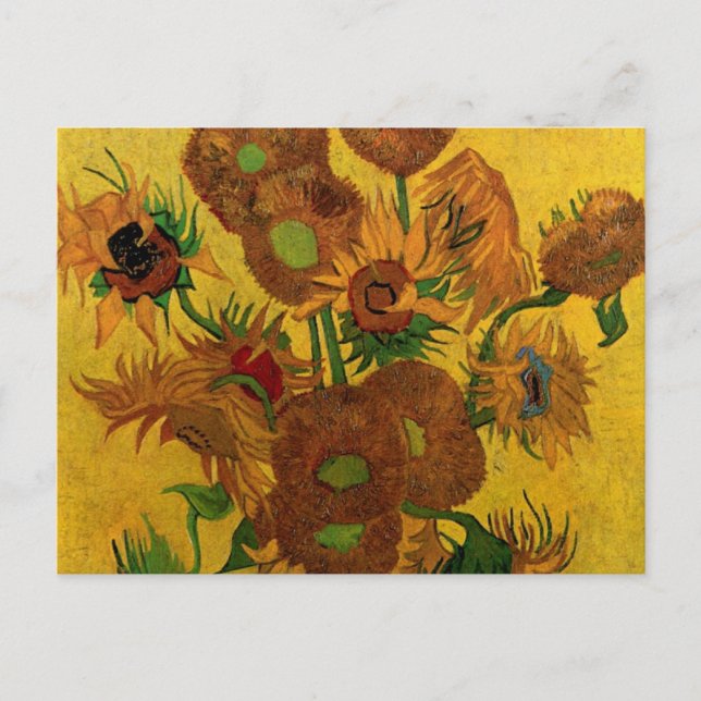 Still Life Vase w 15 Sonnenblumen Vincent van Gogh Postkarte (Vorderseite)