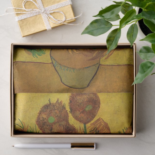 Still Life Vase w 15 Sonnenblumen Vincent van Gogh Seidenpapier (Geschenk)