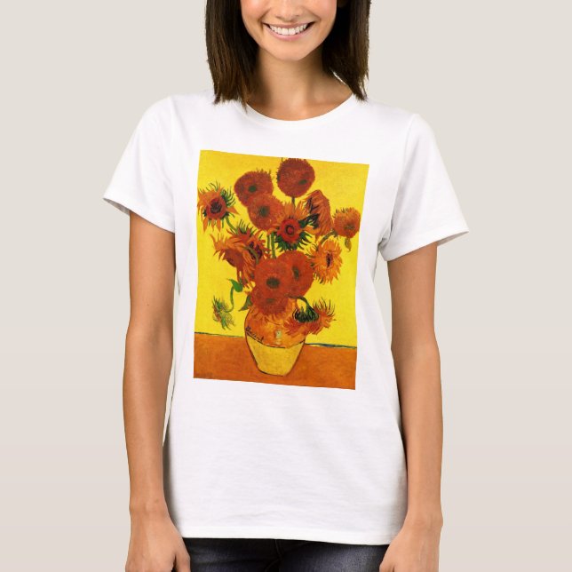 Still Life Vase w 15 Sonnenblumen Vincent van Gogh T-Shirt (Vorderseite)