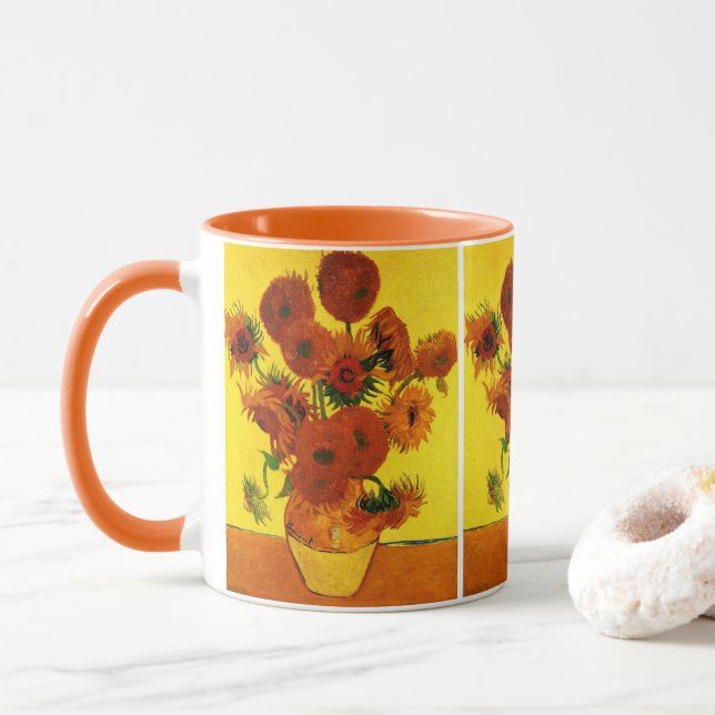 Still Life Vase w 15 Sonnenblumen Vincent van Gogh Tasse (Mit Donut)