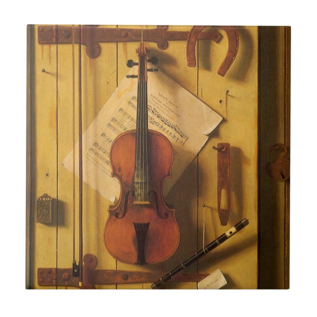 Still Life Violin and Music von William Harnett Fliese (Vorderseite)