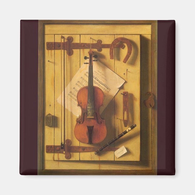 Still Life Violin and Music von William Harnett Magnet (Vorne)