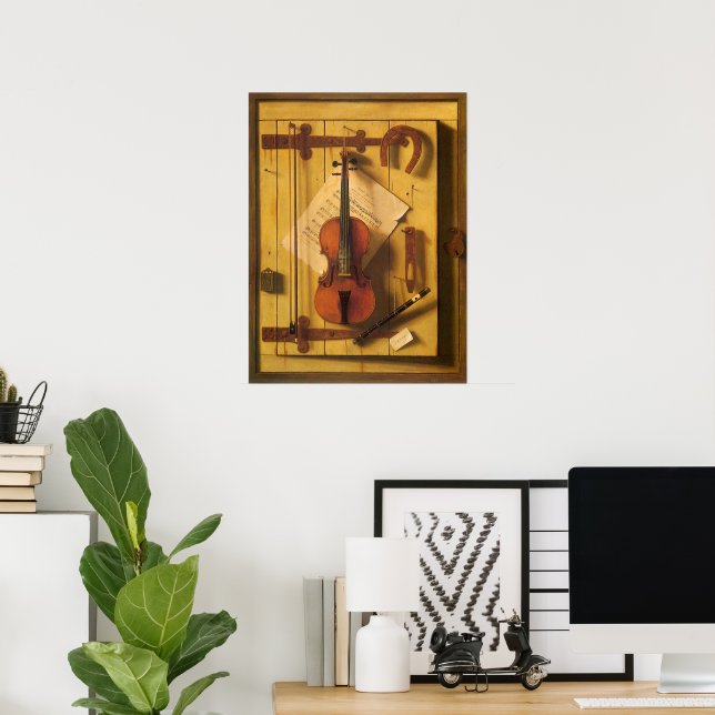 Still Life Violin and Music von William Harnett Poster (Heimbüro)