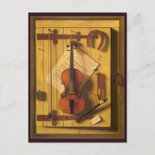 Still Life Violin and Music von William Harnett Postkarte
