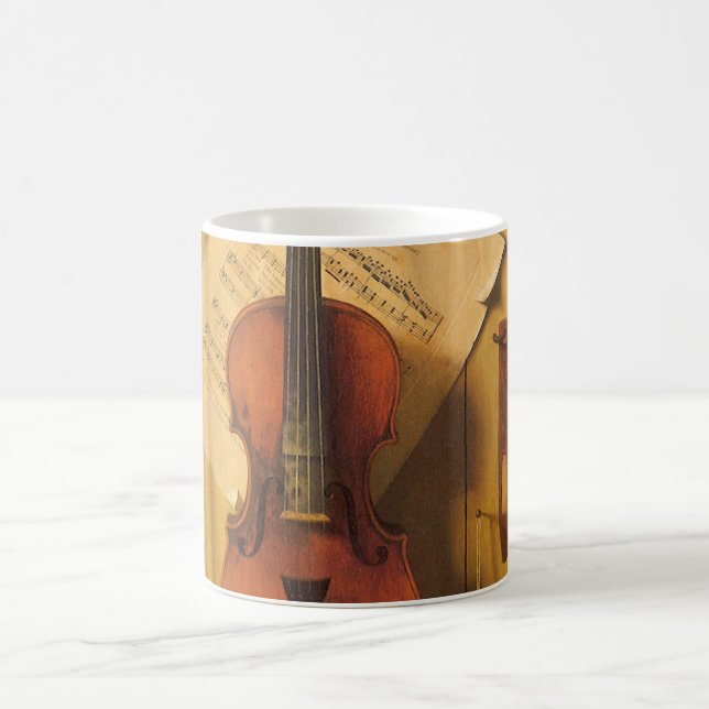 Still Life Violin and Music von William Harnett Tasse (Mittel)