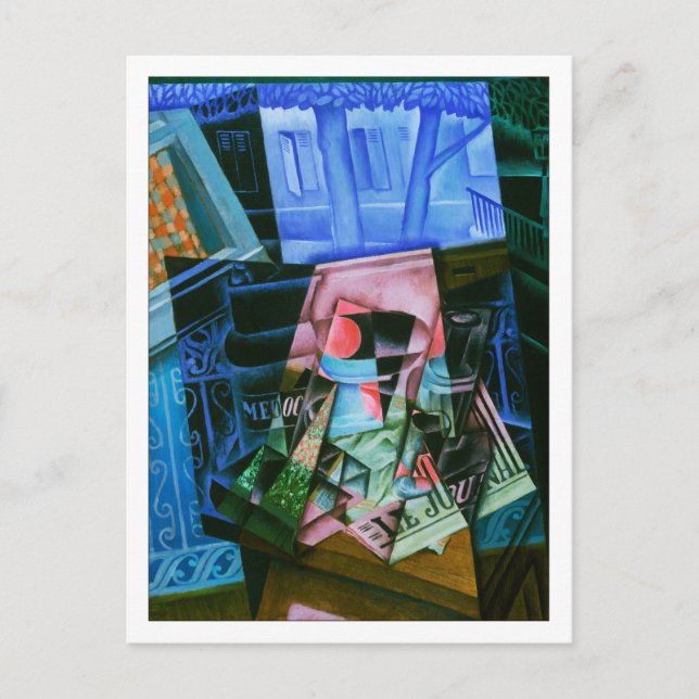 Still Life vor einem offenen Fenster von Juan Gris Postkarte (Vorderseite)