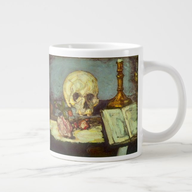 Still Life w Skull, Candle, Book by Paul Cezanne Jumbo-Tasse (Rechts)