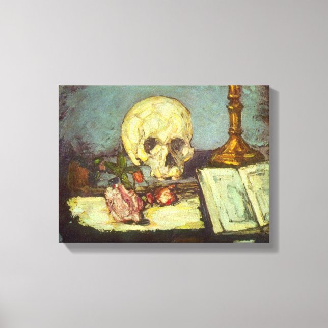 Still Life w Skull, Candle, Book by Paul Cezanne Leinwanddruck (Vorderseite)