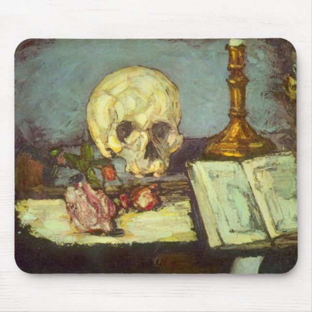 Still Life w Skull, Candle, Book by Paul Cezanne Mousepad (Vorne)