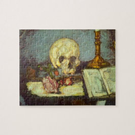 Still Life w Skull, Candle, Book by Paul Cezanne Puzzle