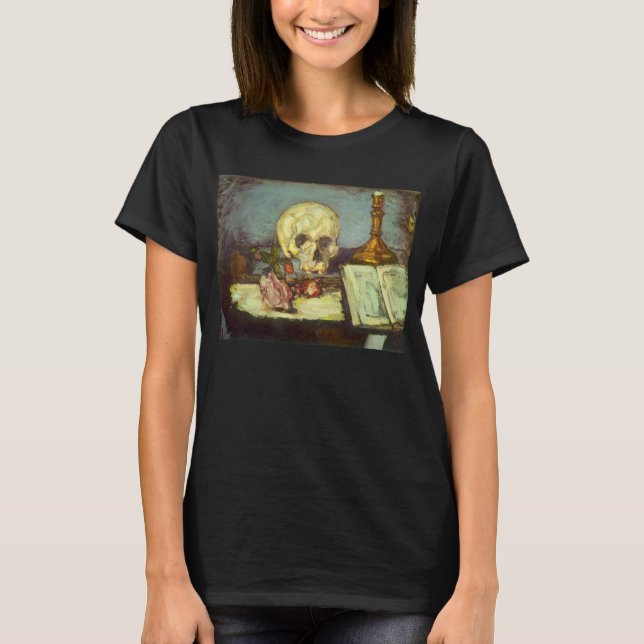 Still Life w Skull, Candle, Book by Paul Cezanne T-Shirt (Vorderseite)