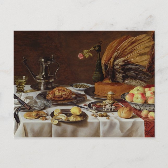 Still Life with a Peacock Pie, 1627 Postkarte (Vorderseite)
