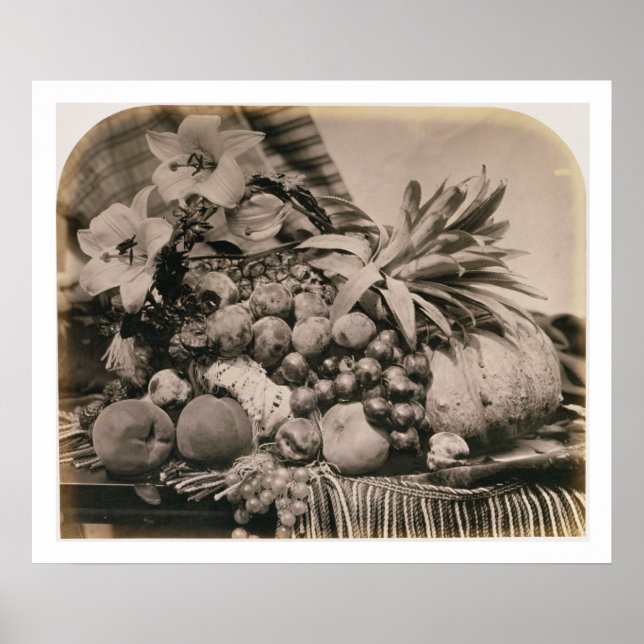 Still Life with Fruit, 1860 (sepia Foto) Poster (Vorne)