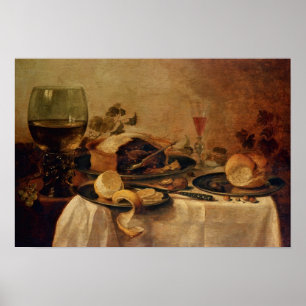 Still Life with Fruit Pie, 1635 Poster