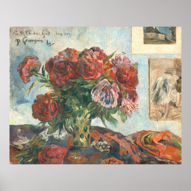 Still Life with Peonies - Paul Gauguin Fine Art Poster (Vorne)