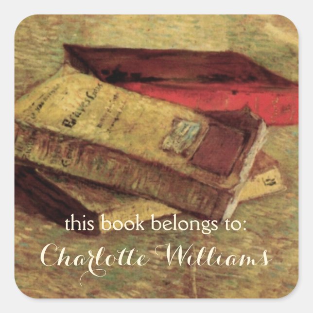 Still Life with Three Books by Vincent van Gogh Quadratischer Aufkleber (Vorderseite)