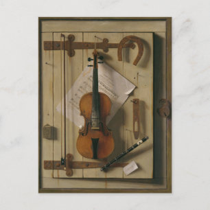 Still Life with Violin and Music, William Harnett Postkarte